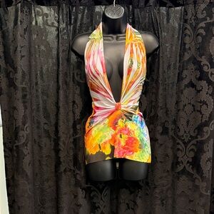 Vibrant Multicolor Halter Tunic/Mini Dress